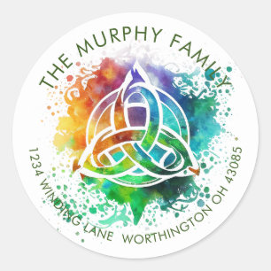 Colorful Grunge Celtic Waterverf Design Ronde Sticker