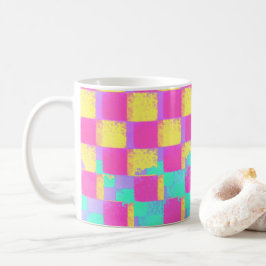 Colorful Grunge Checkerboard Patroon Koffiemok