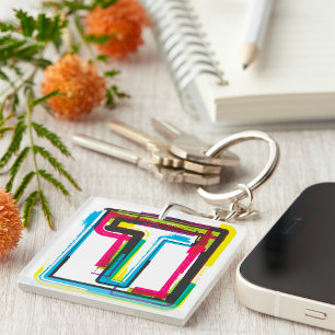 Colorful Grunge Letter T Sleutelhanger