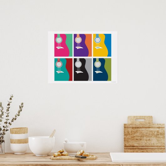Colorful Guitar Art Poster (Keuken)