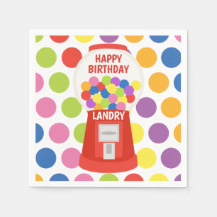 Colorful Gumballs Personalized Party Napkins Servet