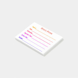 Colorful Hall Pass Post-it® Notes