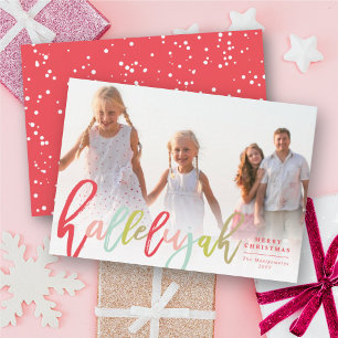 Colorful Hallelujah Religieuze kerstvun Foto Feestdagenkaart