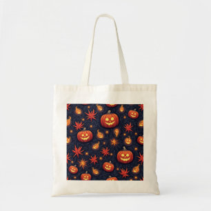 Colorful Halloween Scary Pattern Happy Halloween Tote Bag