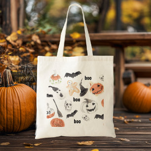 Colorful Halloween Scary Pattern  Happy Halloween Tote Bag