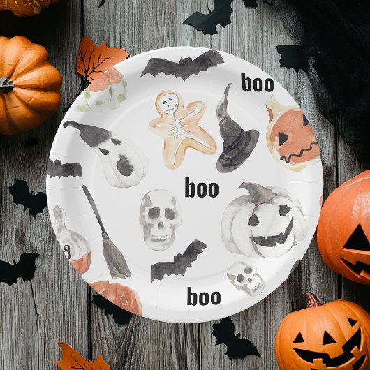 Colorful Halloween Scary Pattern Papieren Bordje