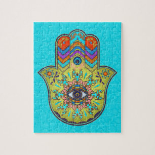 Colorful Hamsa Hand met paisley Legpuzzel