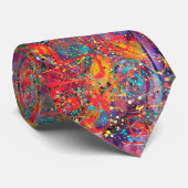 Colorful Hand Painted Artistic Boho Splatter Stropdas (Opgerold)
