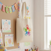 Colorful Handprint Art Tote Bag