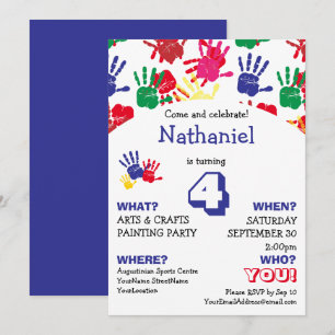 Colorful Handprints Kids Birthday Party Kaart