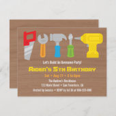 Colorful Handyman Tools Birthday Party Invitations Kaart (Voorkant / Achterkant)