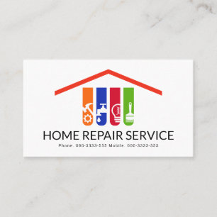Colorful Handyman Tools Rooftop Visitekaartje