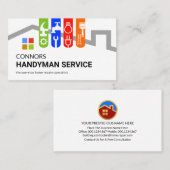 Colorful Handyman Tools Tab On Roof Visitekaartje (Voorkant / Achterkant)