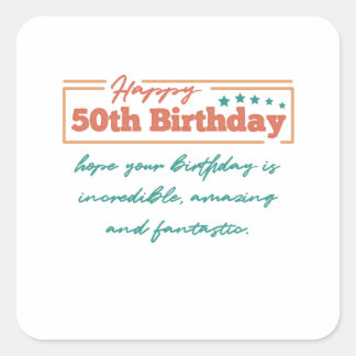 Colorful Happy 50th Birthday wil Vierkante Sticker