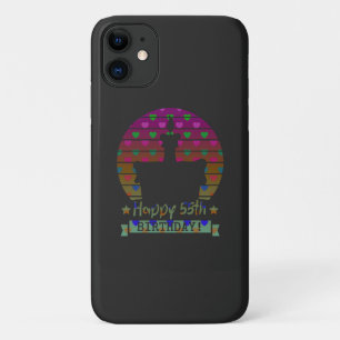 Colorful Happy 55th verjaardagstaart met hart iPhone 11 Hoesje