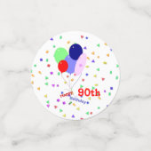 Colorful Happy 90th Birthday Balloons Confetti (Kleine voorkant)