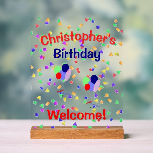 Colorful Happy Birthday Acrylic Sign (Neutre)