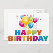 Colorful Happy Birthday Briefkaart (Voorkant / Achterkant)