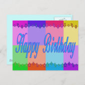 Colorful Happy Birthday Briefkaart (Voorkant / Achterkant)