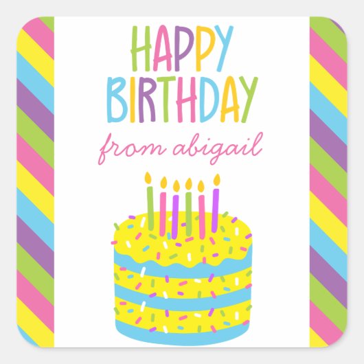 Colorful Happy Birthday Cake Gift Stickers (Voorkant)