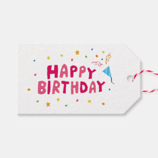 Colorful Happy Birthday Gift Tag Cadeaulabel