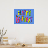 Colorful Happy Birthday Illustration Poster (Keuken)