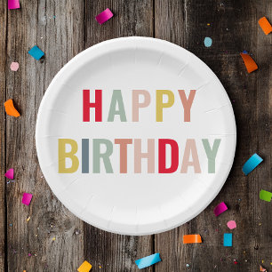 Colorful Happy Birthday Papieren Bordje