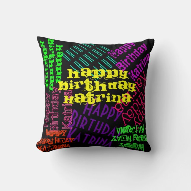 Colorful Happy Birthday Pillow - persoonlijk Kussen (Voorkant)