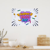 Colorful Happy Birthday Poster (Keuken)