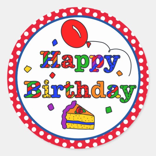 Colorful Happy Birthday Ronde Sticker (Voorkant)