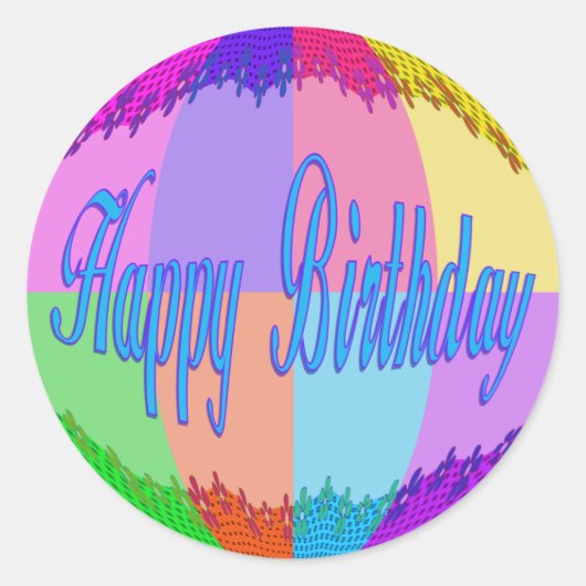 Colorful Happy Birthday Ronde Sticker (Voorkant)