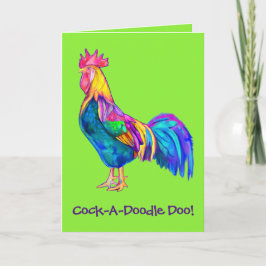 Colorful Happy Birthday Rooster Kaart