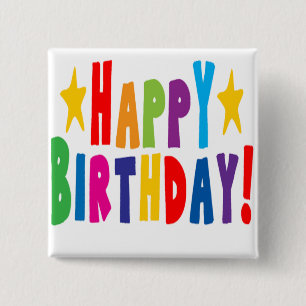 Colorful Happy Birthday Tekst Vierkante Button 5,1 Cm