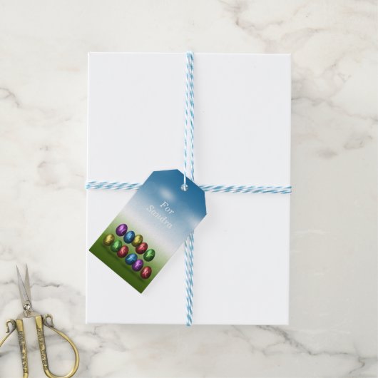 Colorful Happy Easter Eggs Cadeaulabel (Met Touw)