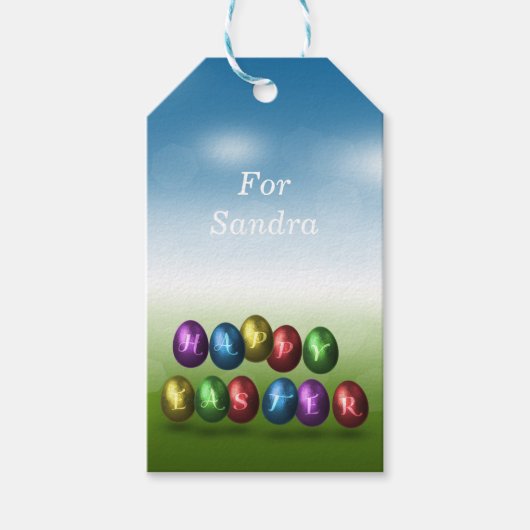 Colorful Happy Easter Eggs Cadeaulabel (Voorkant)