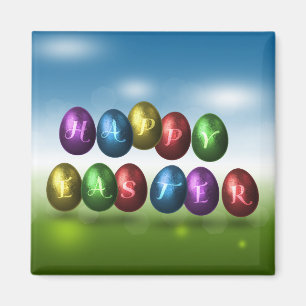 Colorful Happy Easter Eggs Magneet