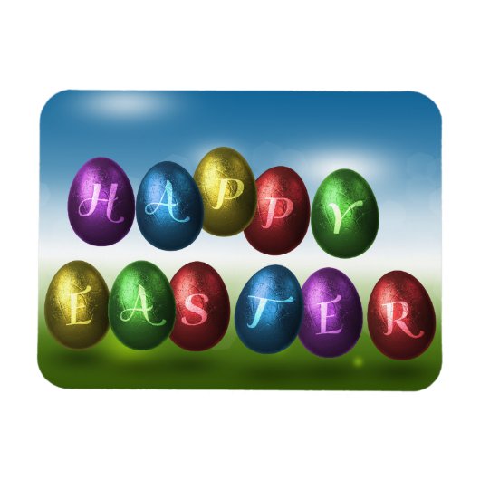 Colorful Happy Easter Eggs Magneet (Horizontaal)