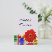 Colorful Happy Easter Eggs met Gerbera Feestdagenkaart (Staand voorkant)