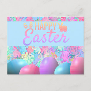 Colorful Happy Easter Eggs op Marble Background Briefkaart