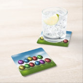 Colorful Happy Easter Eggs Vierkante Kartonnen Onderzetter (Insitu)