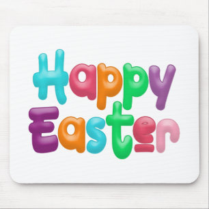 Colorful Happy Easter Typografie   Mousepad Muismat