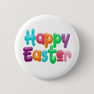 Colorful Happy Easter Typografie   Pin-Button Ronde Button 5,7 Cm