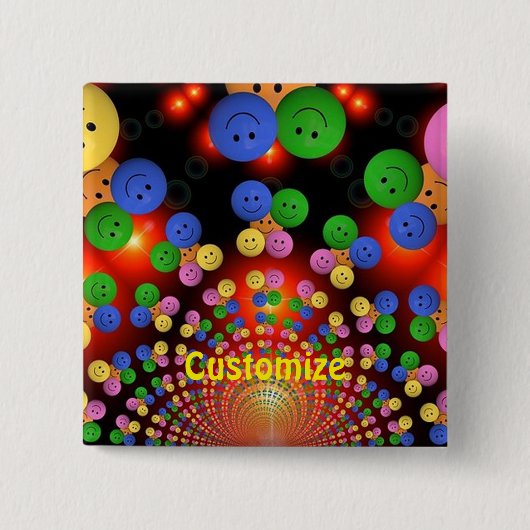 Colorful Happy Face Spiral Button (Voorkant)