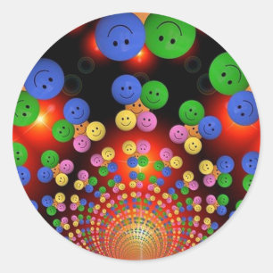 Colorful Happy Face Spiral Stickers