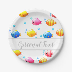 Colorful Happy Fish met bubbels Papieren Bordje