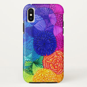 Colorful Happy Floral Rainbow Pattern iPhone X Hoesje