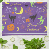 Colorful Happy Halloween Pattern Paars Theedoek (Gevouwen)