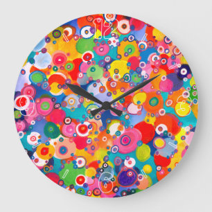 Colorful Happy Little Circles Original Artwork Grote Klok