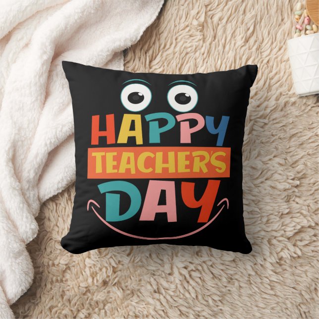 Colorful Happy Teachers Day Funny Face Kussen (Deken)