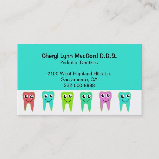 Colorful Happy Teeth Personnalisé Dentist Carte de (Devant)